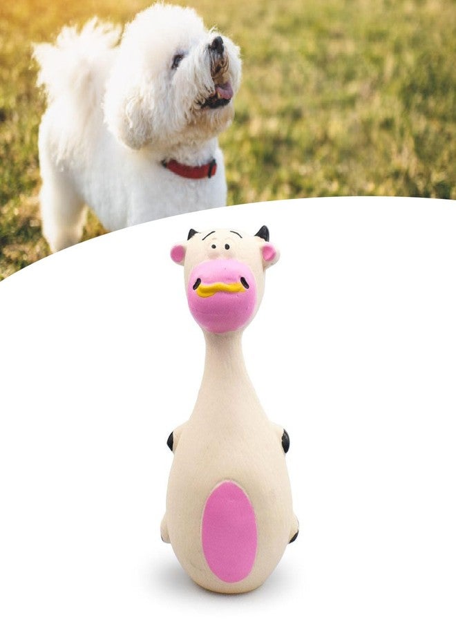 TEUOPIOE Interactive Dog Toys for Small Dogs, Rubber Latex Squeaky Toy with Cartoon Design, Bite Resistant Soft Chew Toy for Dogs Perfected for Play Teething for Small Medium Dogs (White Cow) - Image 2